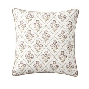 NEW My Texas House Camilia Dusty Mauve Floral Block Print Pillow Cover 18" x 18"